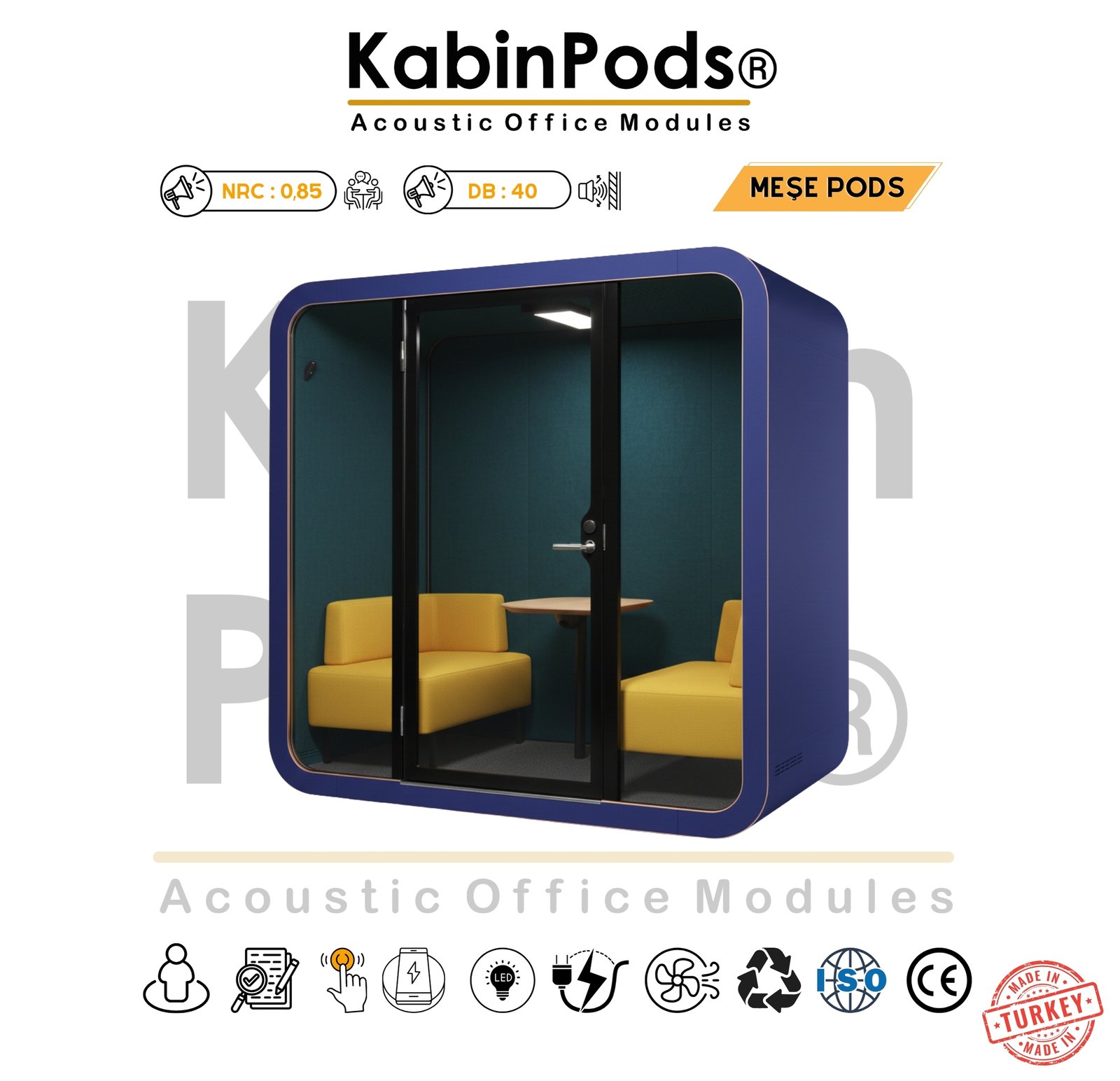 Akustik Ofis Kabini Renkleri